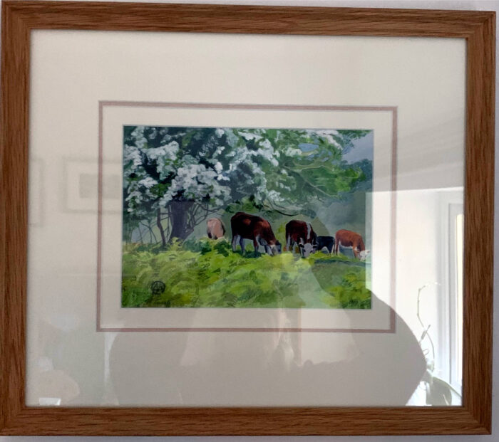 Grazing under the May Tree Framed